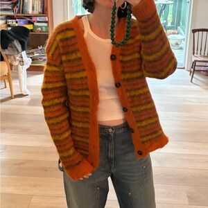 Marni Orange and Brown Striped Cardigan